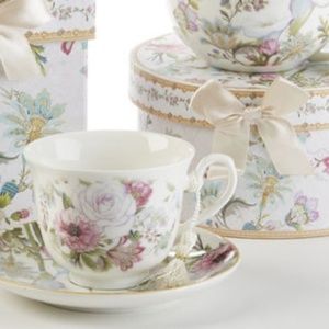 Delton Products Pale Rose 3.6 inches Porcelain Cup/Saucer in Gift Box, 8120-0